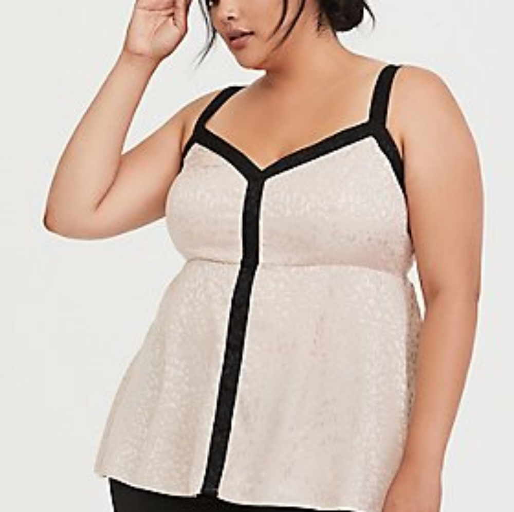 BNWT TORRID Tan Jacquard Babydoll Cami 14/16(1X)